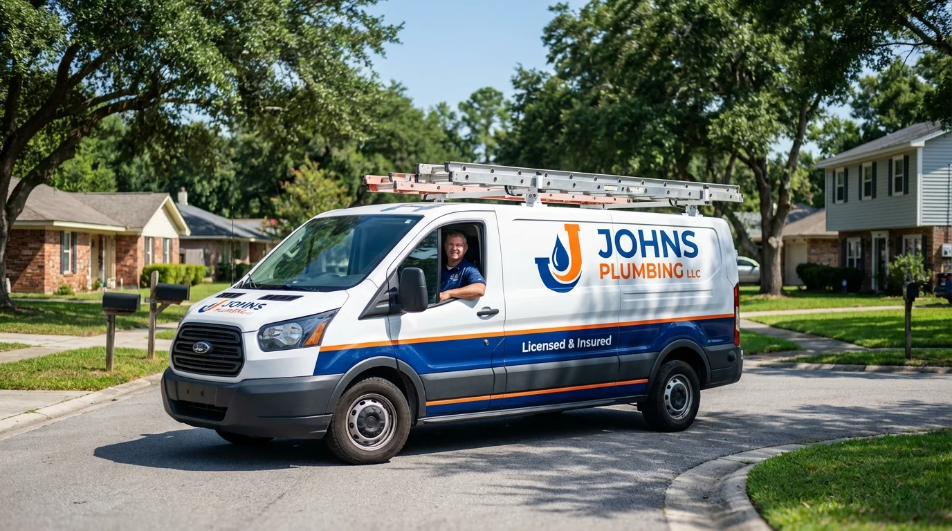 Johns Plumbing LLC service van in West Long Branch, NJ