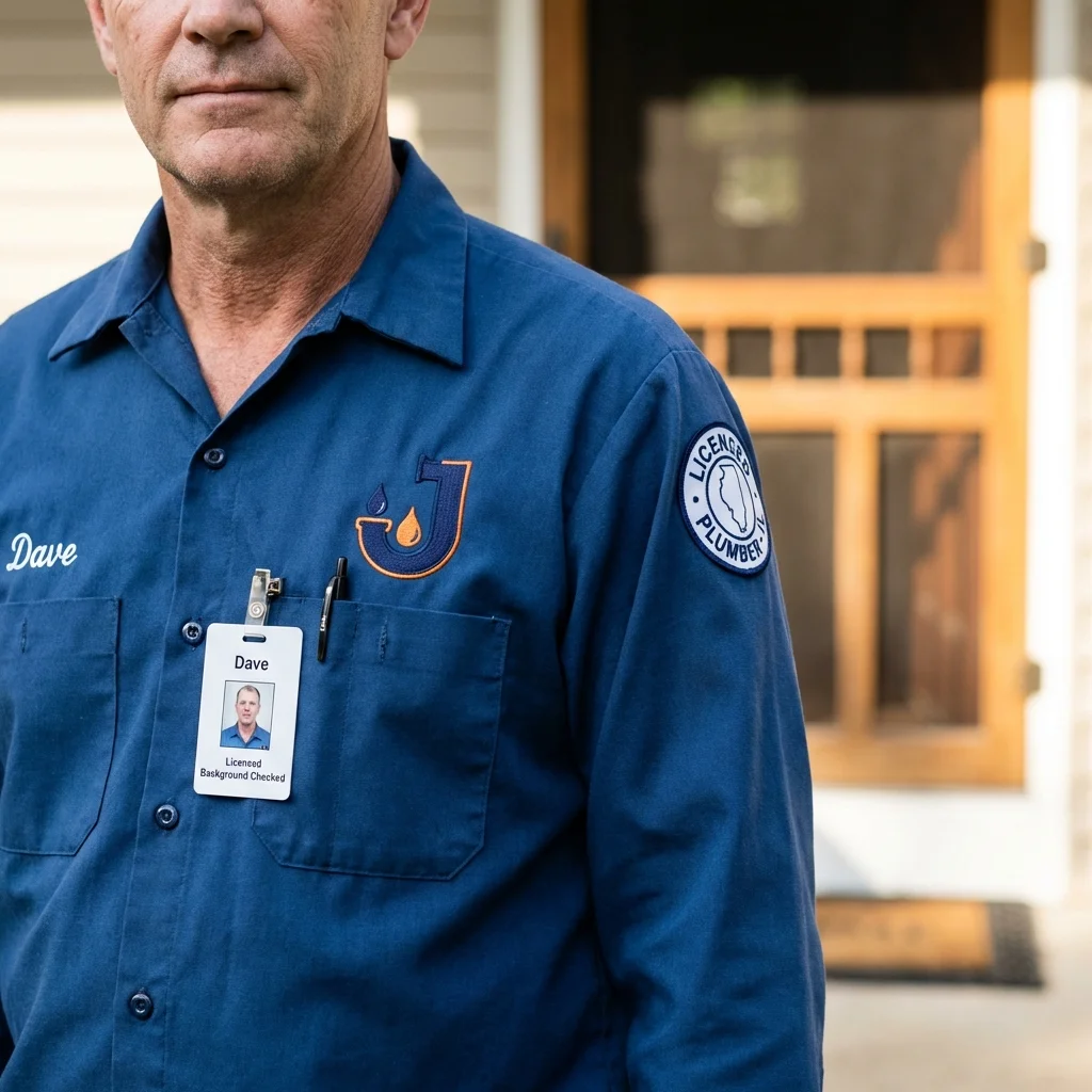 Licensed plumber showing ID badge in West Long Branch, NJ