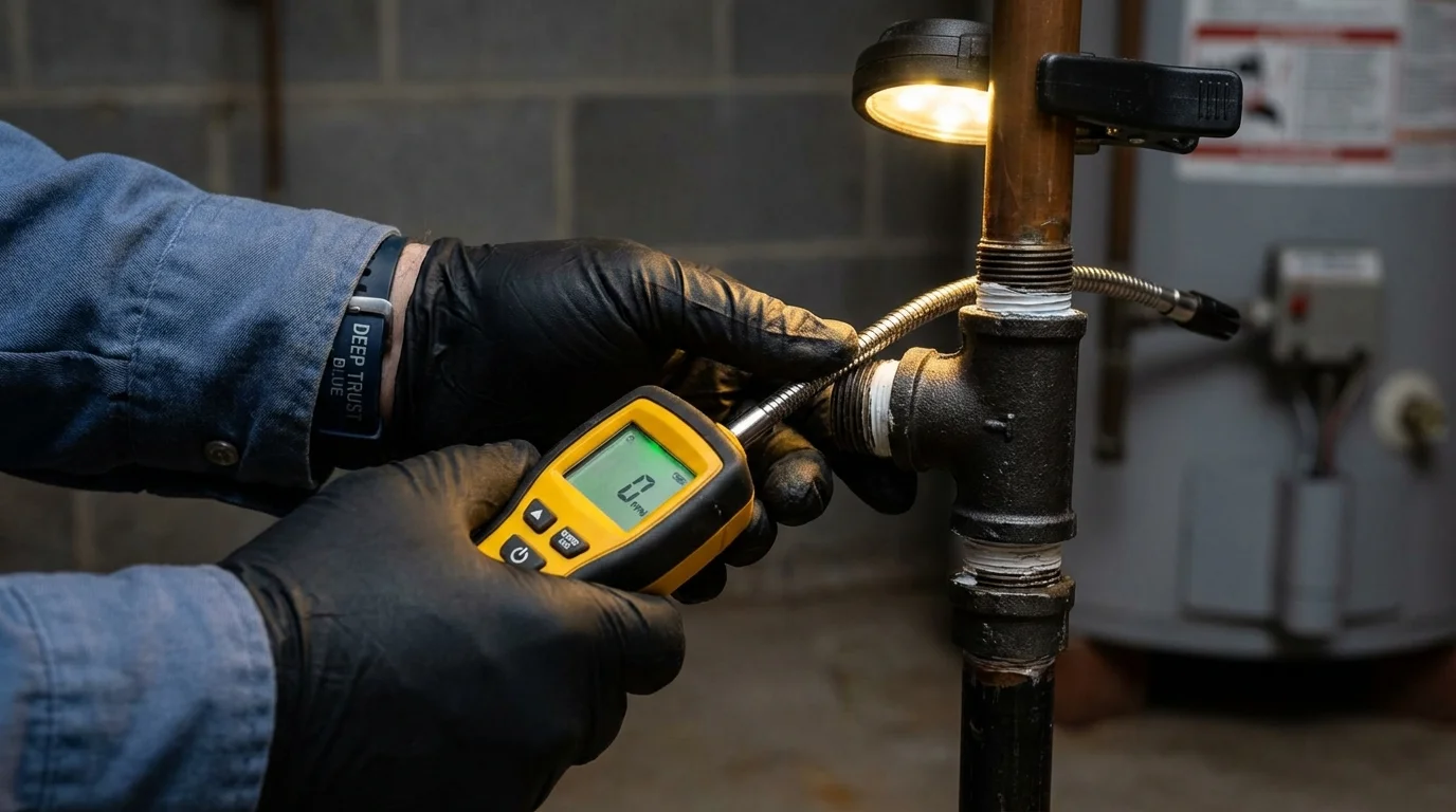 Gas leak detection with electronic sniffer by Johns Plumbing LLC in West Long Branch