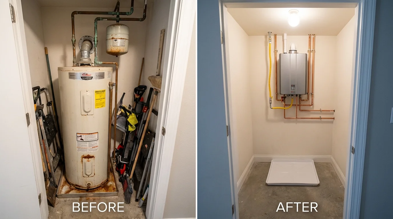 Tank water heater versus wall-mounted tankless unit comparison for West Long Branch, NJ homeowners